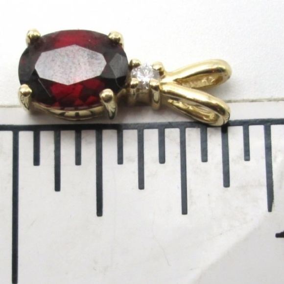 14k Yellow Gold Garnet & Diamond Pendant - Picture 2 of 4